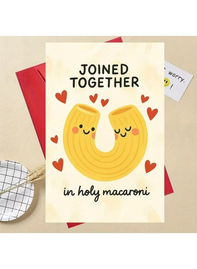 Kandid Cute Valentine's Card 1pc Charming Macaroni Love (Pasta) - Image 1